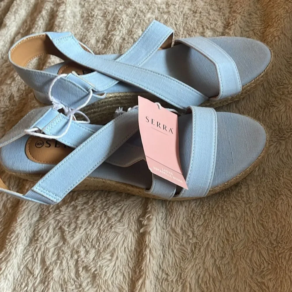 serra espadrilles wedge sandal size 8 baby blue NWT - Picture 2 of 7